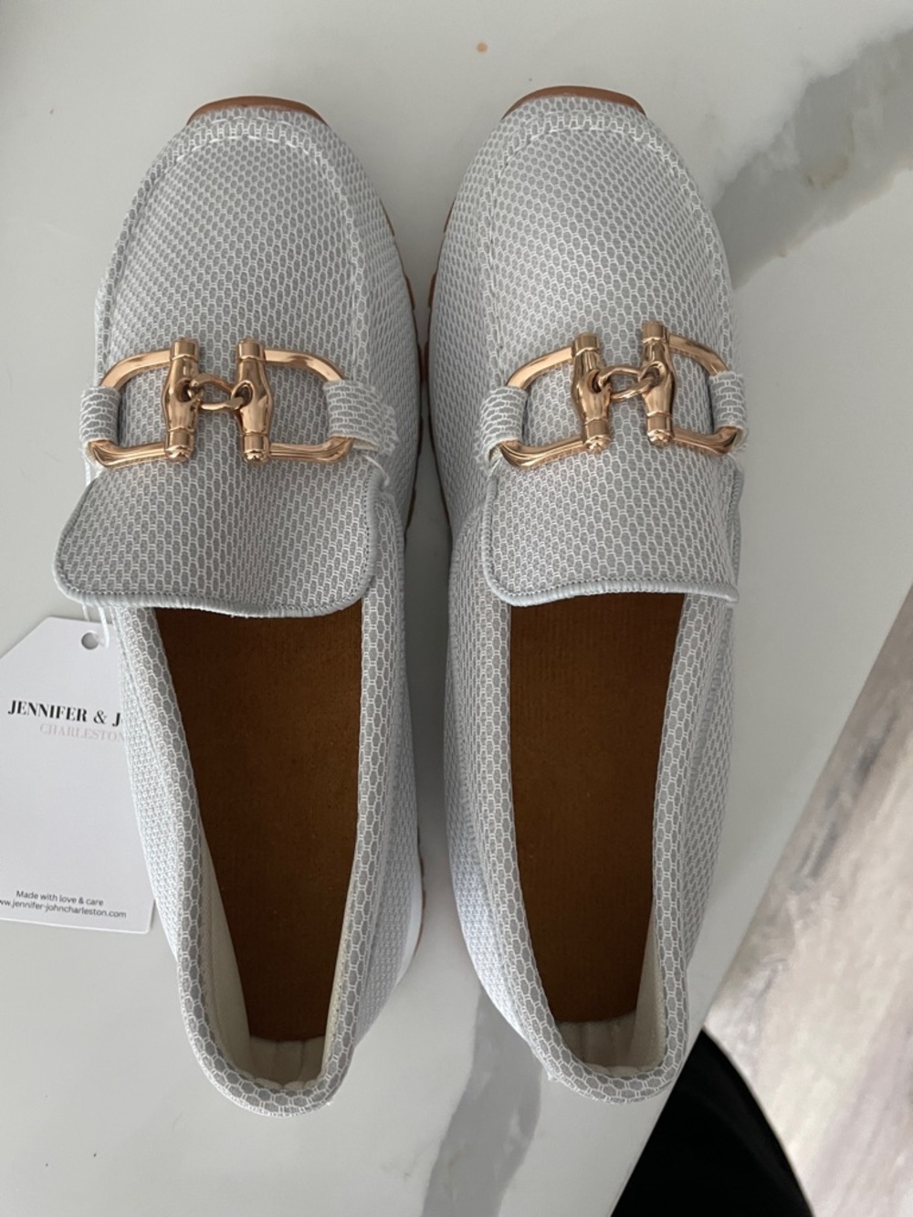 JENNIFER & JOHN - Susana Mesh Loafers with Gold Hardware
